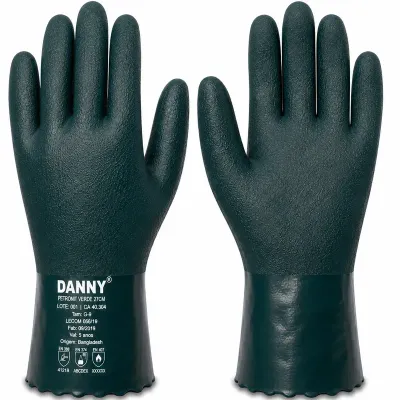 Luva Petronit Danny PVC Verde 27cm DA-12.210D-VD Proteção Química Mecânica e Térmica Tipo A CA 40304