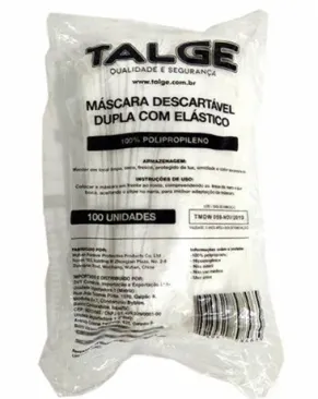 Máscara Descartável  TNT Dupla Talge Com Elástico e Clipe Nasal Caixa Master