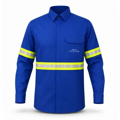 Camisa Antichama Guardian Arco Fire Risco 2 Azul Royal ATPV 11 cal/cm² com Bolso CA 46298 / 49242