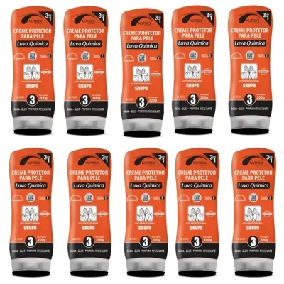 Creme Protetor Luva Química 3 em 1 Nutriex Grupo 3 200g - Caixa 10 Peças