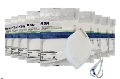 Máscara Hospitalar Ksn PFF2 N95 10.02MH Branca Com Anvisa CA 8357 KIT Com 10 Unidades