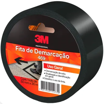 Fita Para Demarcação de Solo 3M 469 Preta 50MM x 30M  HB004210348