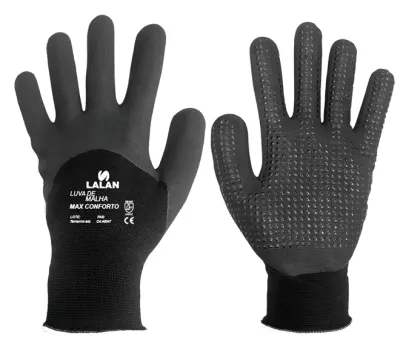 Luva de Proteção Lalan Max Conforto 3/4 Com Pigmento Nylon Elastano e Nitrilo Foam CA 46047