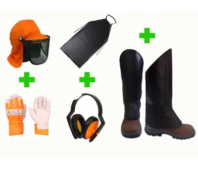 Kit de Segurança Roçador Tecmater  Com Protetor Facial + Luva + Avental + Protetor concha + Perneira CA 25636