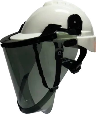Kit Protetor Facial Arc-Flash Cinza Com Capacete Proteção Térmica, Arco Elétrico Eletricista, e Contra Raios Ultravioletas - Infravermelho - Luz Intensa CA 47085
