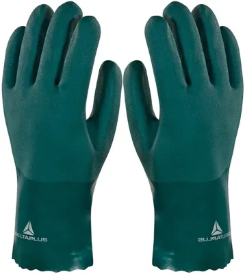 Luva Pvc Forrada PVCGRIP25 Delta Plus Cano Longo e Palma Áspera 25cm CA 37559