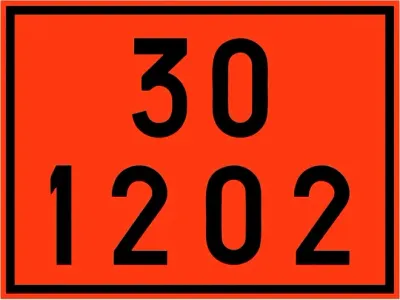 Placa de Risco Numerologia ONU 30 1202 Para o Transporte e Armazenamento de Materiais Plastcor 30 x 40cm