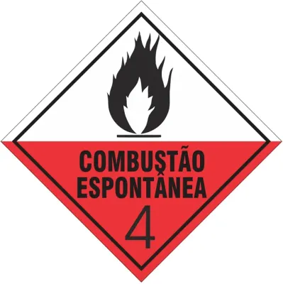 Placa de Risco Simbologia Para o Transporte e Armazenamento de Materiais Plastcor Combustão Espontânea Classe 4 30 x 30cm