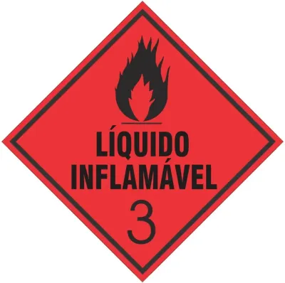 Placa de Risco Simbologia Para o Transporte e Armazenamento de Materiais Plastcor Gás Inflamável Classe 3 30 x 30cm