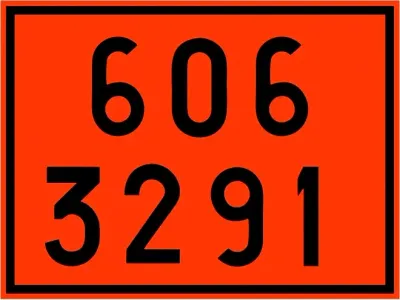 Placa de Risco Numerologia ONU 606 3291 Para o Transporte e Armazenamento de Materiais Plastcor 30 x 40cm