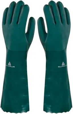 Luva Pvc Forrada PVCGRIP45 Delta Plus Cano Longo e Palma Áspera 45cm CA 37559