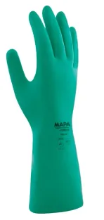 Luva de Segurança Nitrílica Verde Mapa AF-15  Com Forro e Proteção Química CA 32069