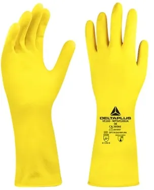 Luva de Látex Amarela Com Forro Delta Plus VE200 Uso Geral CA 36066 - 12 Pares
