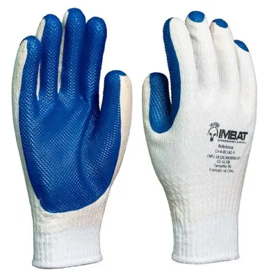 Luva de Segurança Imbat LV-A-BLVAZ Tricotada Algodão Com Látex Vulcanizado CA 41736 - 12 Pares