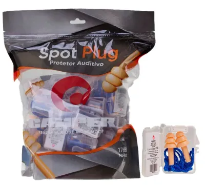 Protetor Auricular Camper Spot Plug Laranja Com Cordão Azul 17DB CA 49710 - Pacote 50 Unidades