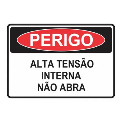 Placa de Sinalização em PVC Perigo Alta Tensão Interna 25X35 CM Modelo SP10