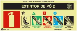 Placa de Sinalização em PVC Indicação Extintor de Pó D 20X8 CM
