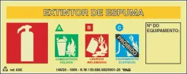 Placa de Sinalização em PVC Indicação Extintor de Espuma 20X8 CM