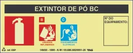 Placa de Sinalização em PVC Indicação Extintor de Pó BC 20X8 CM