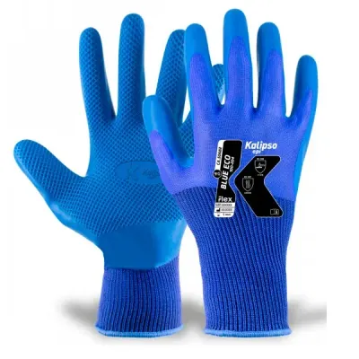 Luva de Proteção Kalipso Ecológica  Blue Eco Em Poliéster e Borracha Natural na Palma  CA 50682