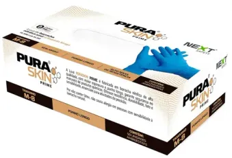 Luva Descartável Next Safety Puraskin Pro 15.400 Espessura Reforçada Caixa 100 Unidades CA 51754