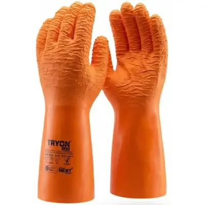 Luva de Proteção Tryon Max 22.700 Next Safety Em Látex Reforçado Corrugado Impermeável e Térmica CA 51785