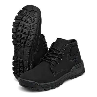 Bota de Segurança Wonder Work Bico de Pvc Preta Couro Nobuck Solado de Borracha CA 52609